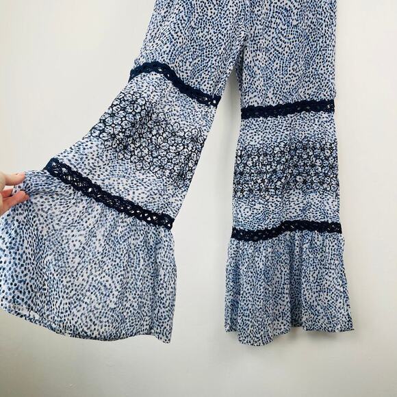 Alexis Lizbeth Wide-Leg Embroidered Crochet floral Pants size XL - Picture 3 of 8